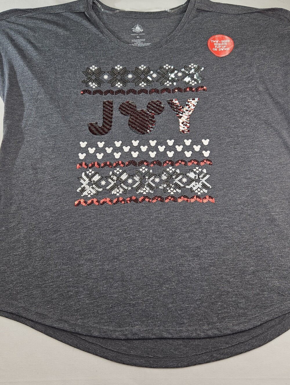 Disney Parks Women's Two Sided Sequins Christmas Joy T-Shirt Size XL NWOT